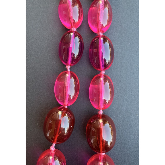 Vintage Joan Rivers Pink Red Purple Acrylic Lucite Beaded Knotted Necklace 24" - Picture 4 of 7